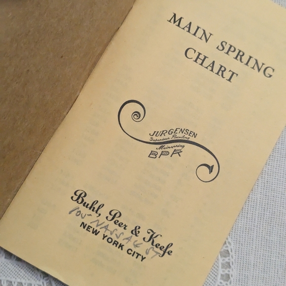 6/$60 Jurgensen Main Spring Chart by Buhl, Peer & Keefe NY Watchmaker booklet - Picture 4 of 11